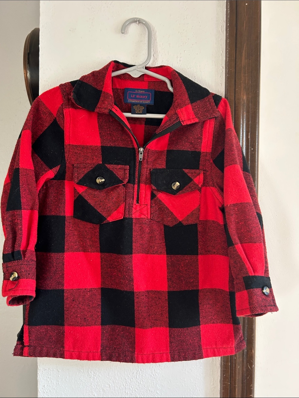 Lilt Kids' Red & Black Buffalo Plaid Half-Zip Pullover